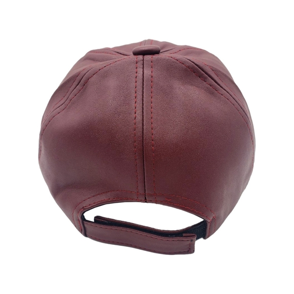 Burgundy Leather VOTE Rhinestone Crystal Brim Baseball Cap Statement Hat Bling - Picture 2 of 4